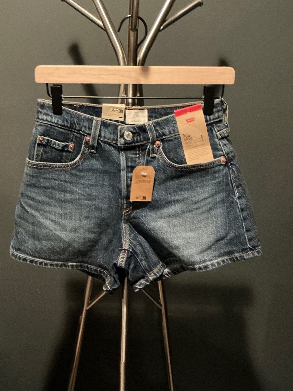 Levi's Dark Blue Denim High-Waist Jean Shorts